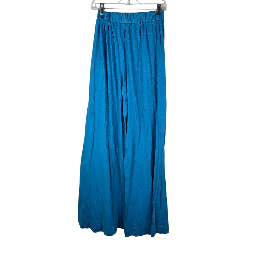 NEW Laird Womens Large TALL 100% Cotton Blue Wide Leg Lounge Flare Pants